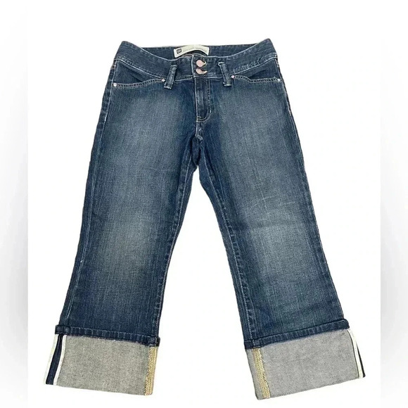 Gap Vintage Y2K Low Rise Cropped Stretch Dark Wash Denim Jeans Womens size 6 - Picture 1 of 13